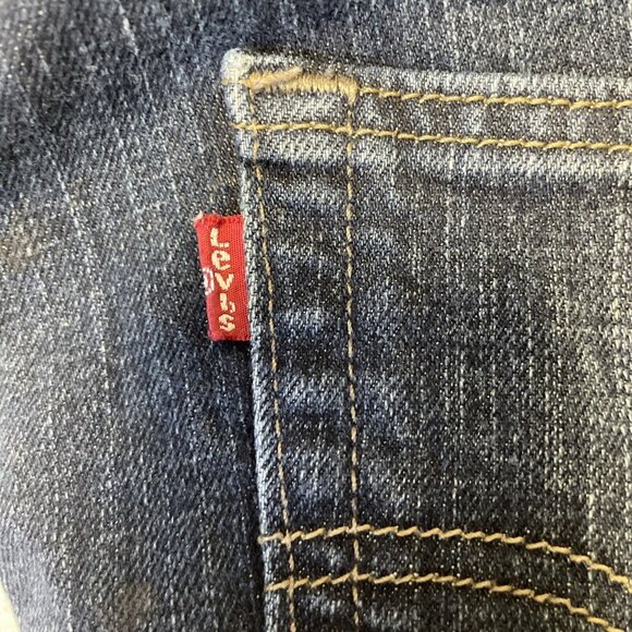 Levis Jeans Men Sz 32 x 32 Blue 511 Slim Dark Rinse Black Patch Raw Hem Modified - Picture 5 of 12